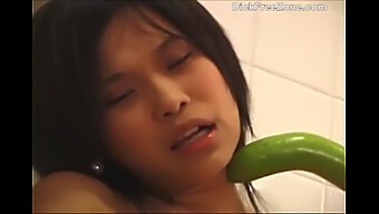 Asian Teen Emma'S Cucumber Solo Play In Hd