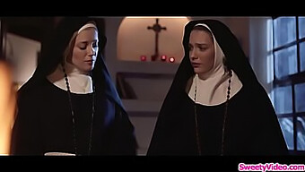 Lesbian Nuns In Lingerie Enjoy Cunnilingus And Kissing