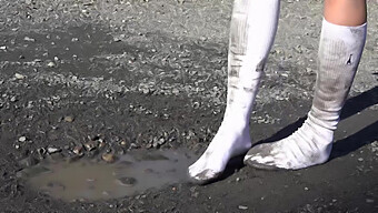 Mud-Covered White Socks In 60 Frames Per Second