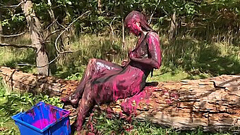 Wet And Wild: Cute Girl Gets Dirty In Pink Mud