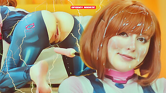 My Hero Academia Fanfiction: Uravity Cosplays As Midoriya And Tries Not To Cum During Machine Sex At Spooky Boogie Hq