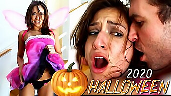 Sara Luvv And James Deen Give A Hardcore Blowjob And Fuck A Small Brunette On Halloween 2020